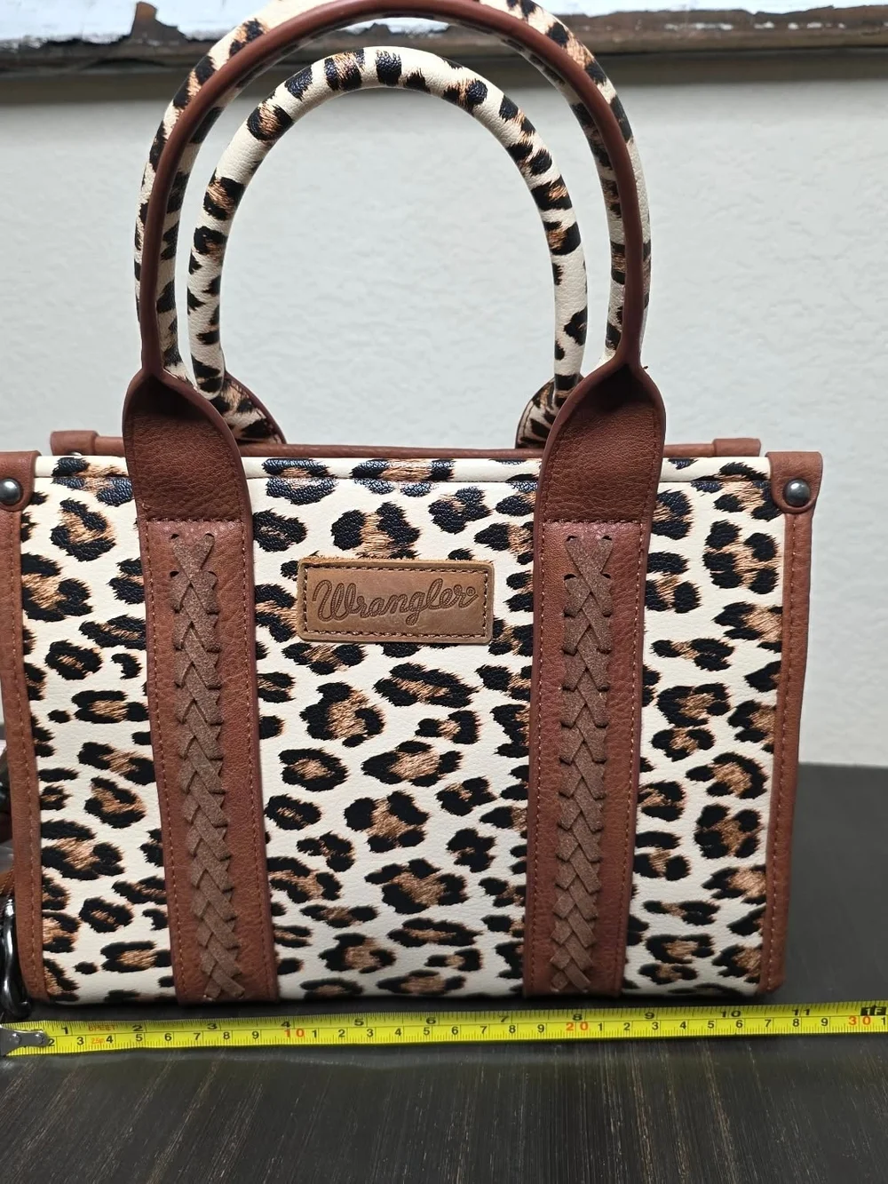 Wrangler Leopard Print Tote with Tan Trim